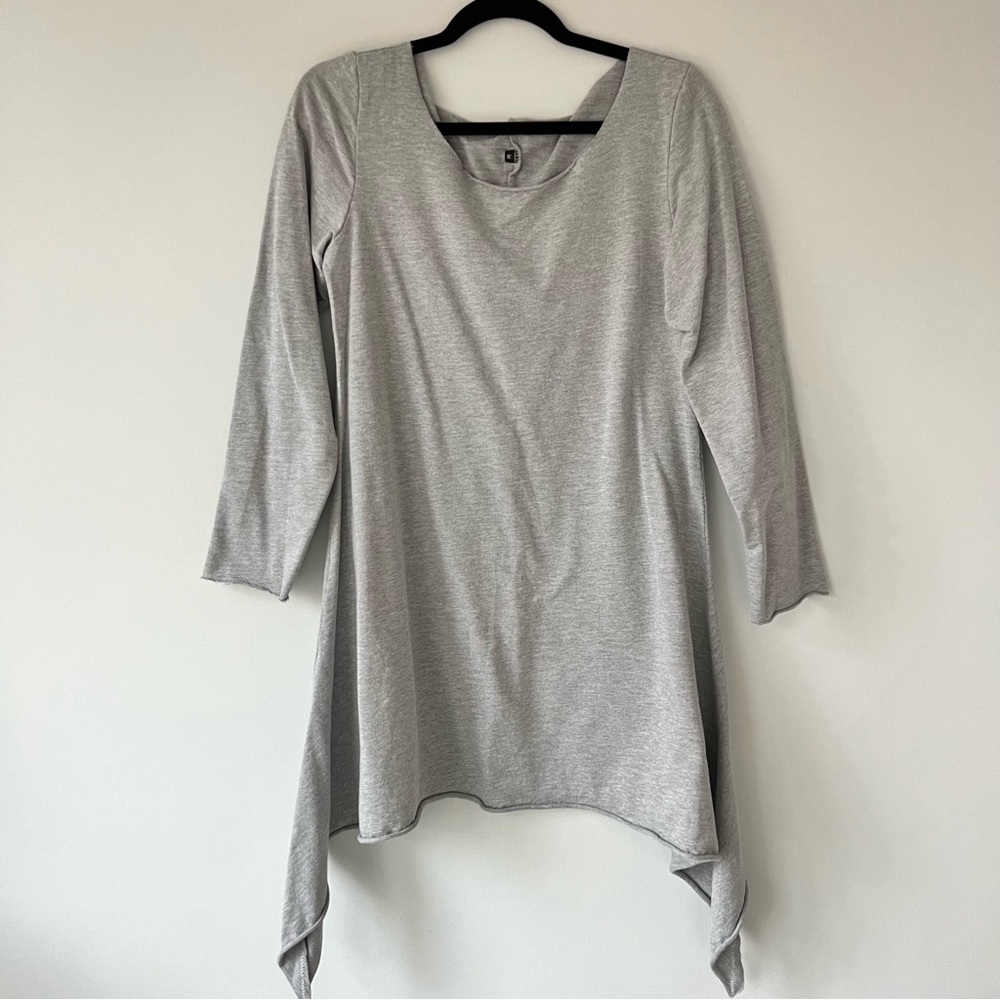 Cotton Gray Asymmetrical Hem High Low Women's Tunic Top size S